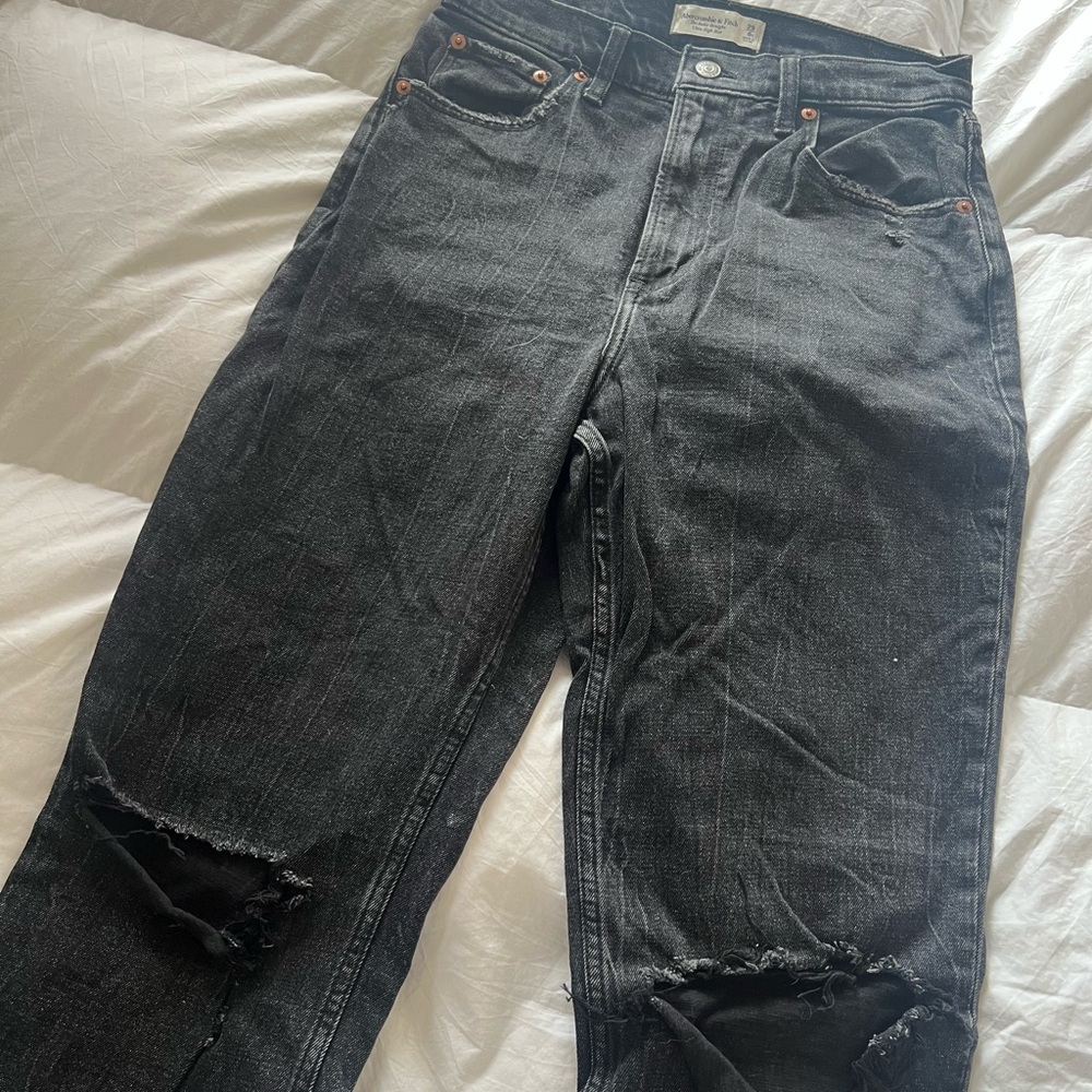 Abercrombie high rise ankle straight black jeans
